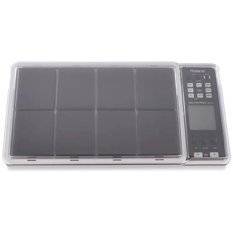Vista superior del Roland OCTAPAD SPD-30 con la tapa Decksaver puesta