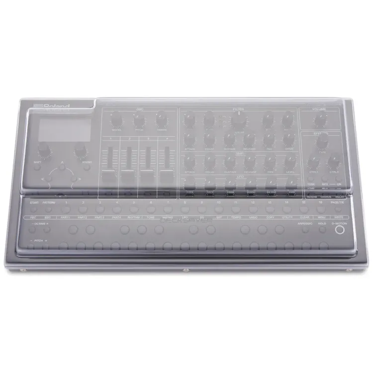 Vista superior del Roland SH-4d con la tapa Decksaver puesta