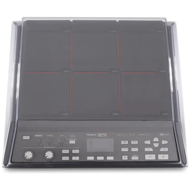 Vista superior del Roland SPD-SX con la tapa Decksaver puesta