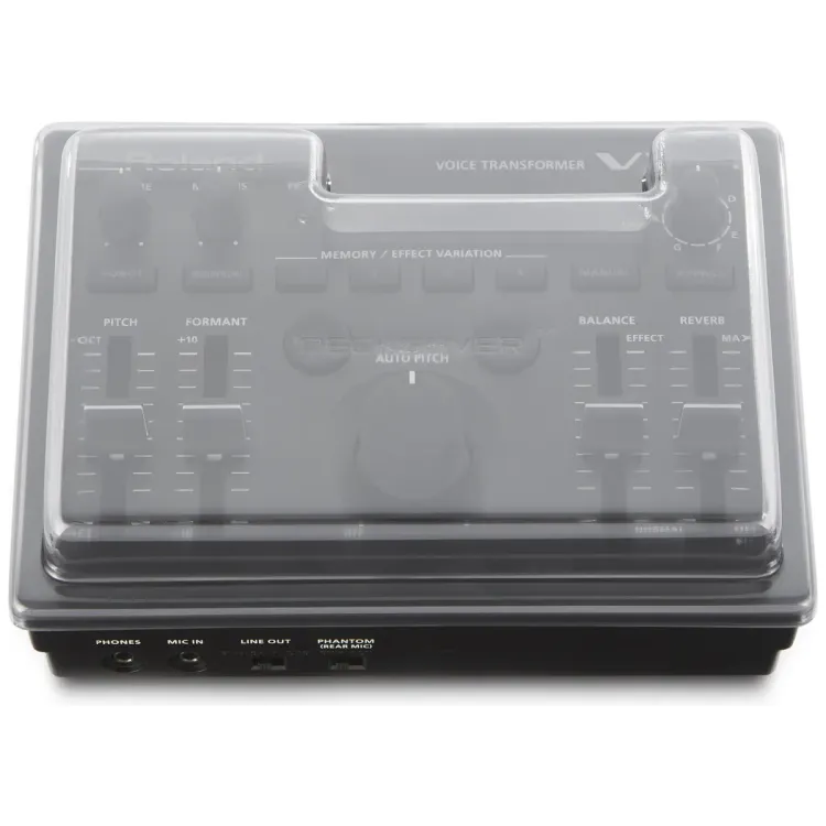 Vista superior del Roland VT-4 con la tapa Decksaver puesta