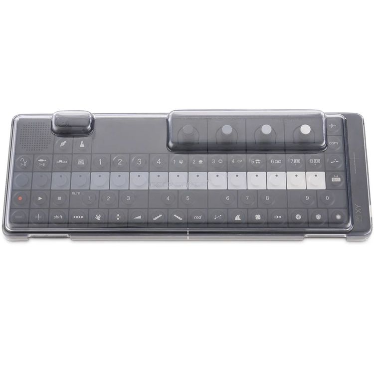 Vista superior del Teenage Engineering OP-1, OP-1 Field y OP-XY con la tapa Decksaver puesta