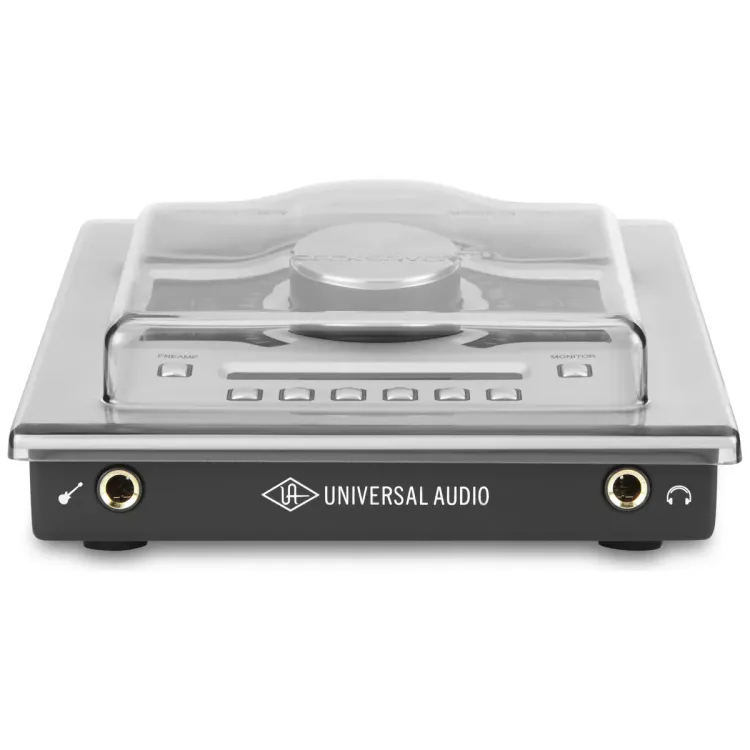 Vista superior del Universal Audio Apollo Twin con la tapa Decksaver puesta