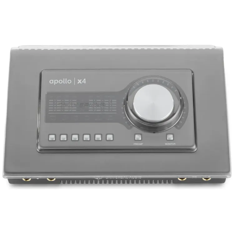 Vista superior del Universal Audio Apollo X4 con la tapa Decksaver puesta