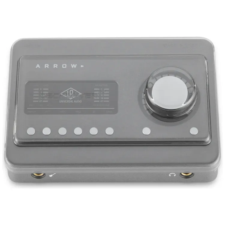 Vista superior del Universal Audio Arrow y Apollo Solo con la tapa Decksaver puesta