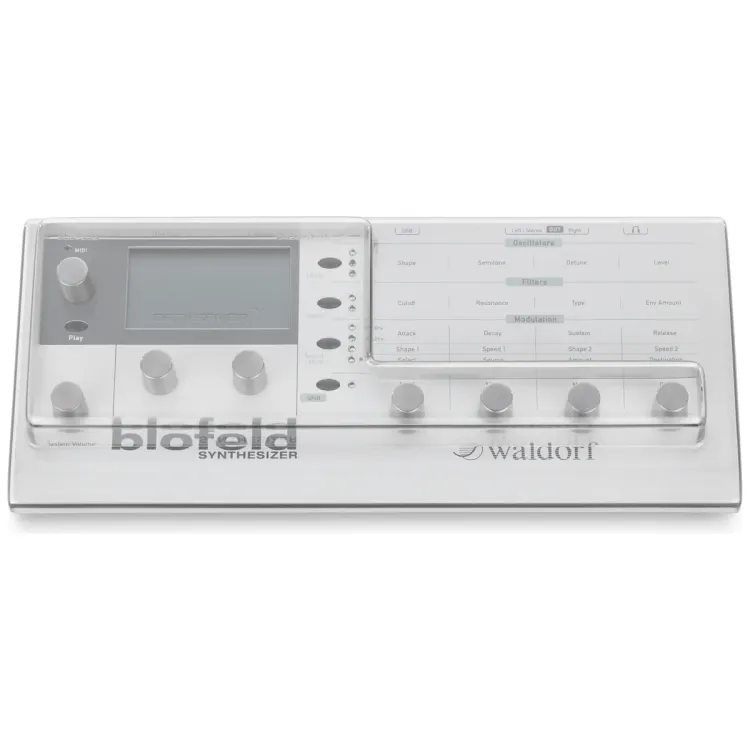 Vista superior del Waldorf Blofeld y Pulse 2 con la tapa Decksaver puesta