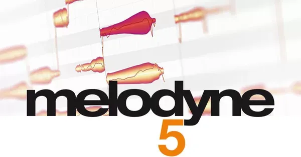 Interfaz de Melodyne 5 con las notas de audio como blobs editables
