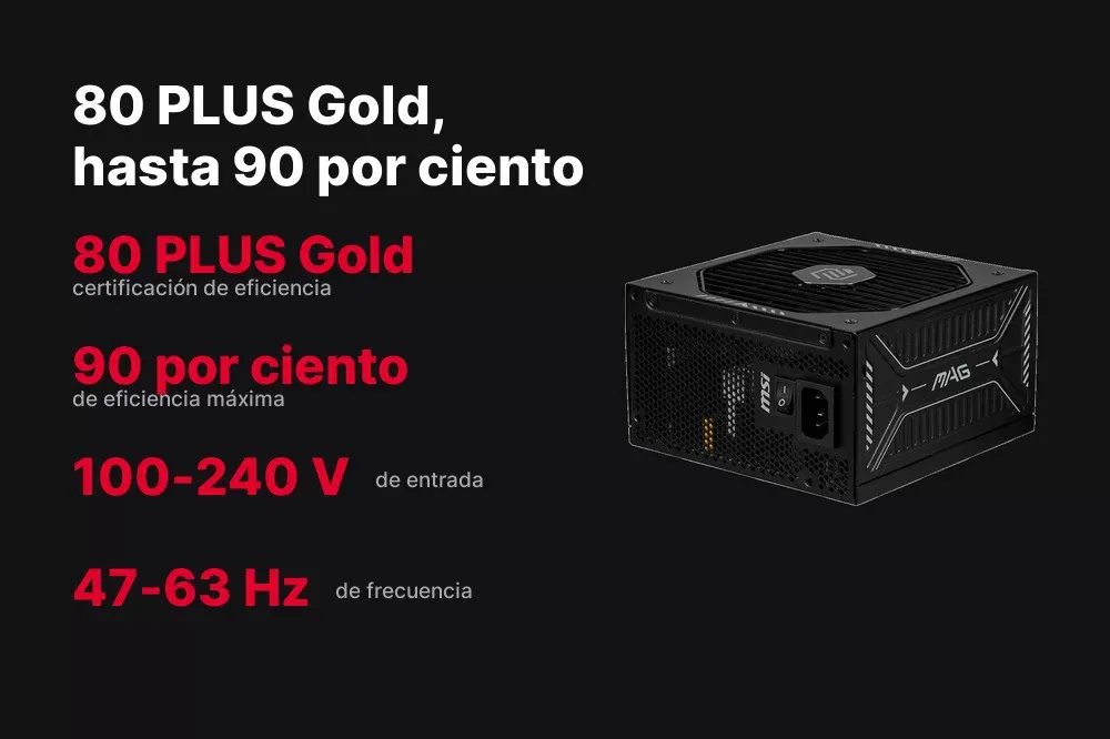 Certificación 80 PLUS Gold de la MSI MAG A1000GLS PCIE5