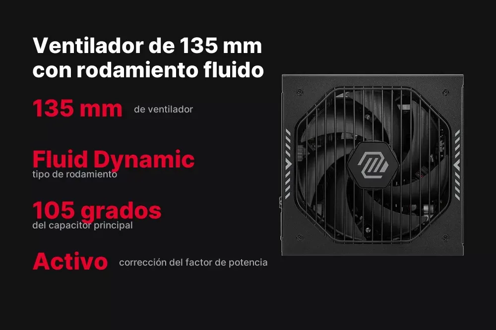 Ventilador de 135 mm de la MSI MAG A1000GLS PCIE5