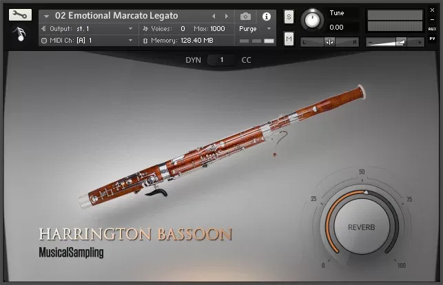 Harrington Bassoon de Musical Sampling en la interfaz de Kontakt