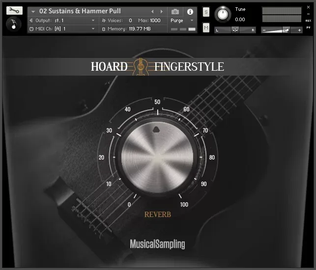 Hoard Fingerstyle de Musical Sampling en la interfaz de Kontakt