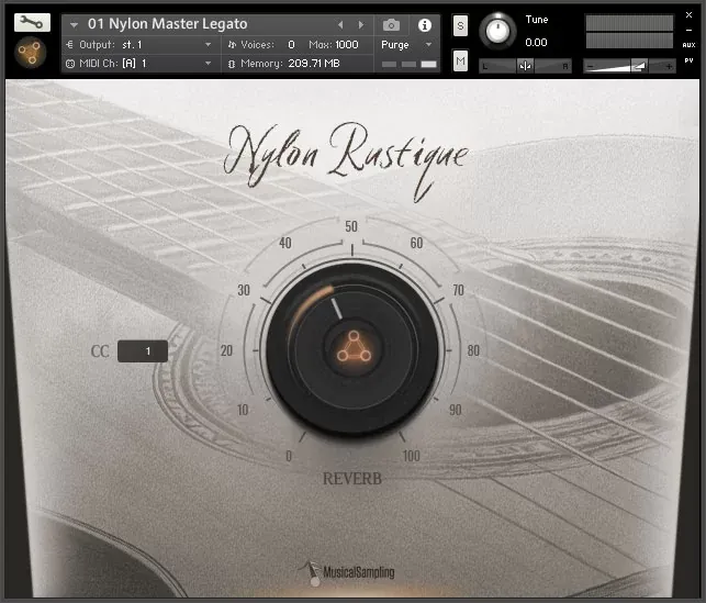 Nylon Rustique de Musical Sampling en la interfaz de Kontakt