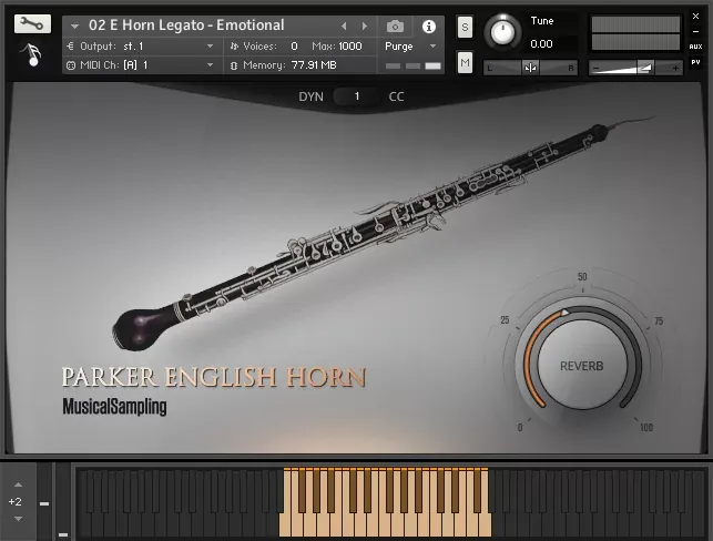 Parker English Horn de Musical Sampling en la interfaz de Kontakt