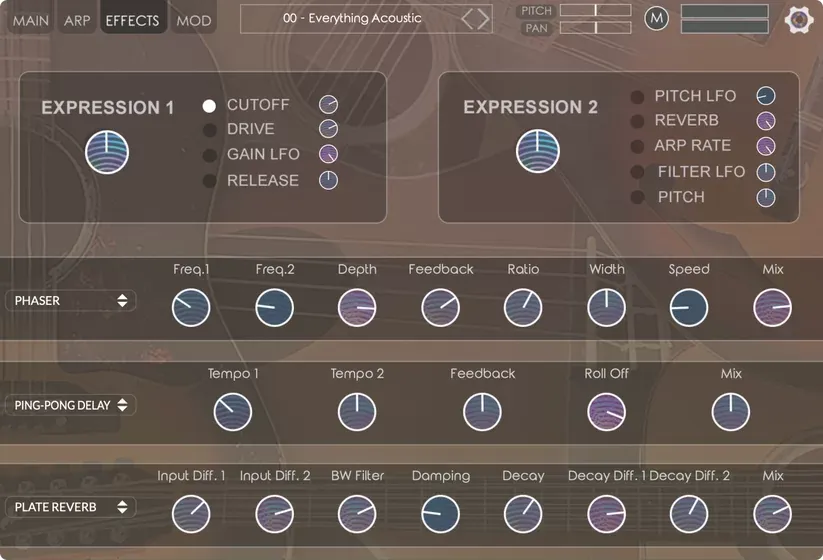 Herramientas de sintetizador para instrumentos reales