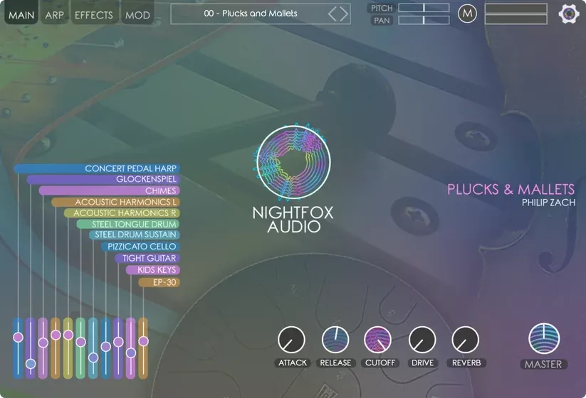 Nightfox Audio Plucks and Mallets – Instrumento Virtual de Cuerdas Pulsadas y Percusión Melódica