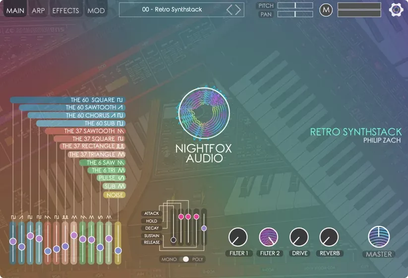 Nightfox Audio Retro Synthstack – Instrumento Virtual de Sintetizadores Analógicos Vintage