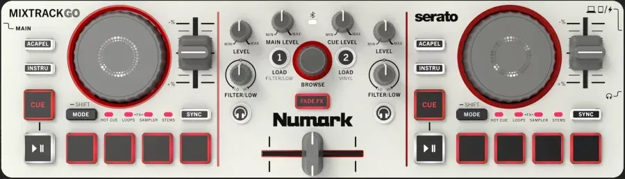 Vista superior del Numark MixTrack Go con dos decks