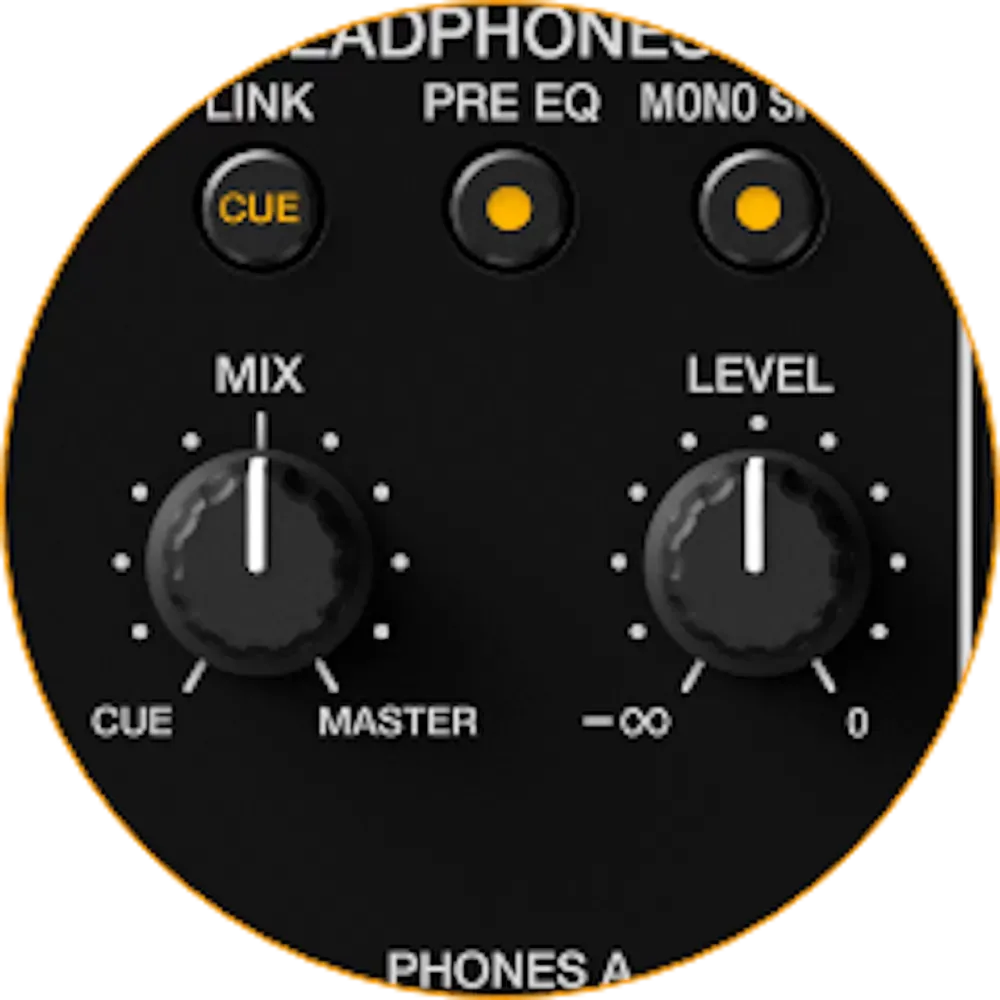 Sección de auriculares dual y monitoreo de cabina del DJM-V10