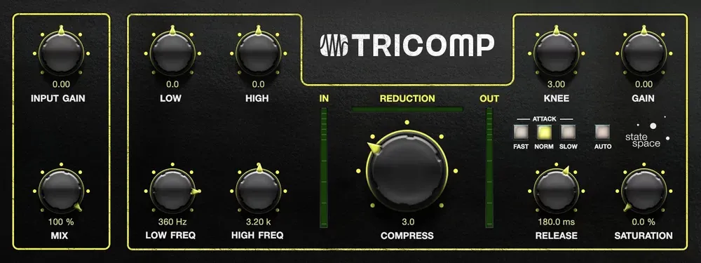 Compresión de tres bandas con saturación analógica