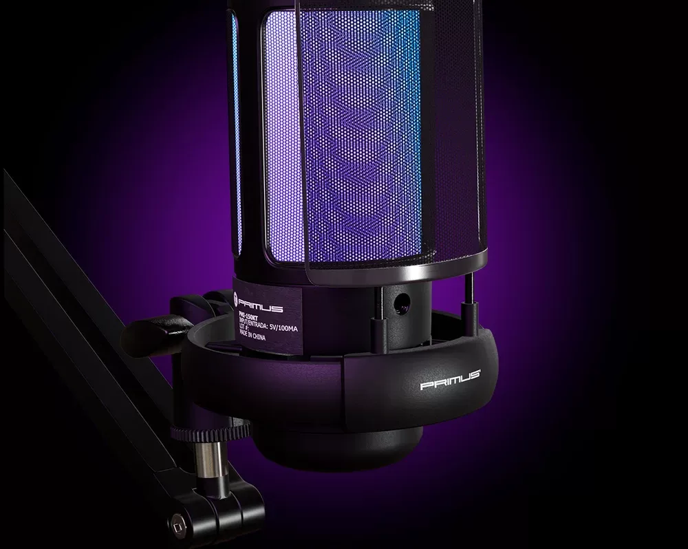Micrófono Primus ETHOS 150KT montado en su soporte antivibración