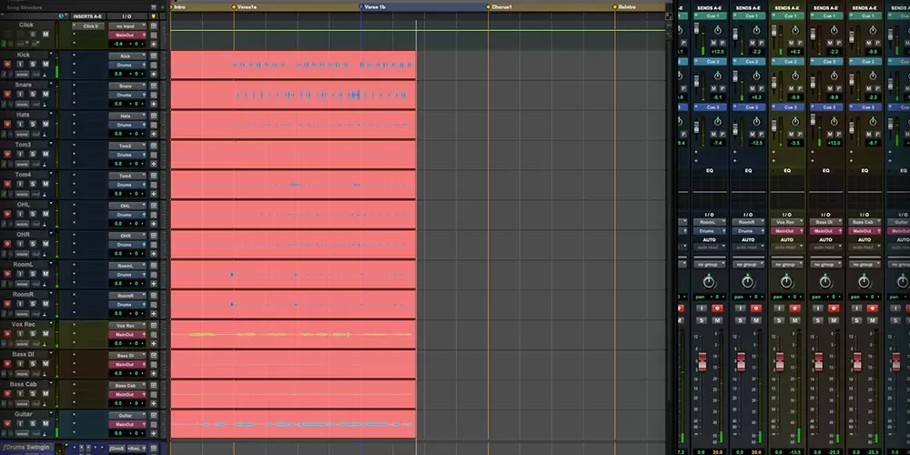 Sesión grande en Pro Tools Ultimate