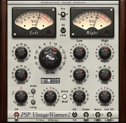 PSP VintageWarmer 2, saturación y compresión analógica
