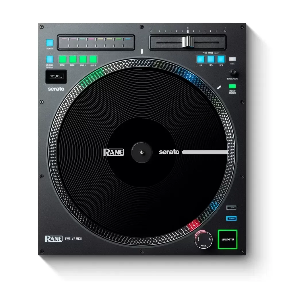 RANE TWELVE MKII vista cenital con el plato motorizado y todos los controles