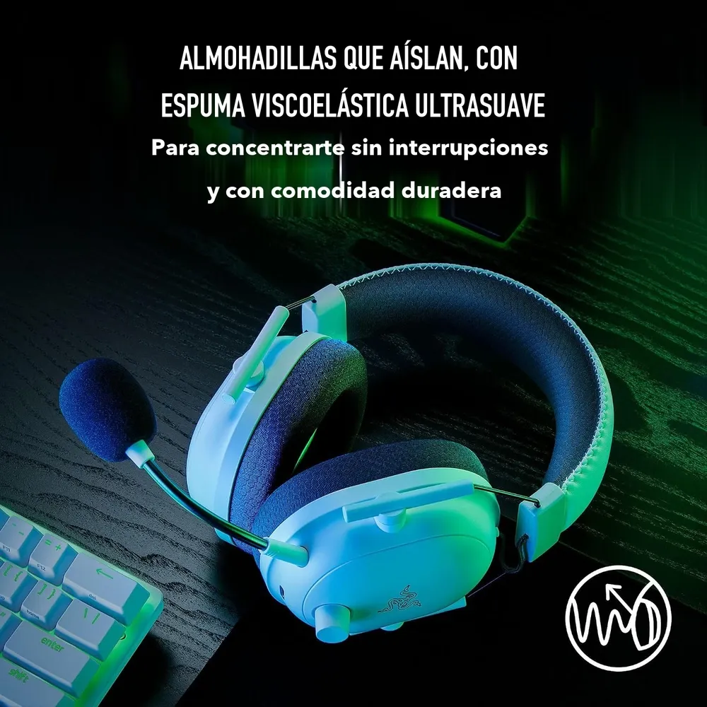 Almohadillas con espuma viscoelástica ultrasuave del Razer BlackShark V2 HyperSpeed blanco