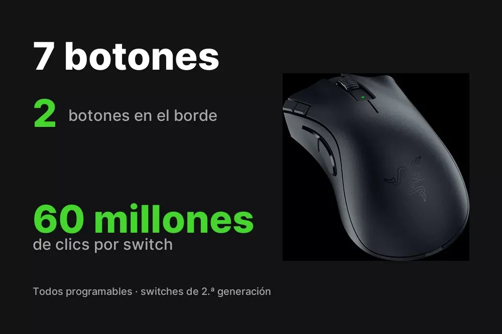 Panel de los botones del Razer DeathAdder V2 X HyperSpeed