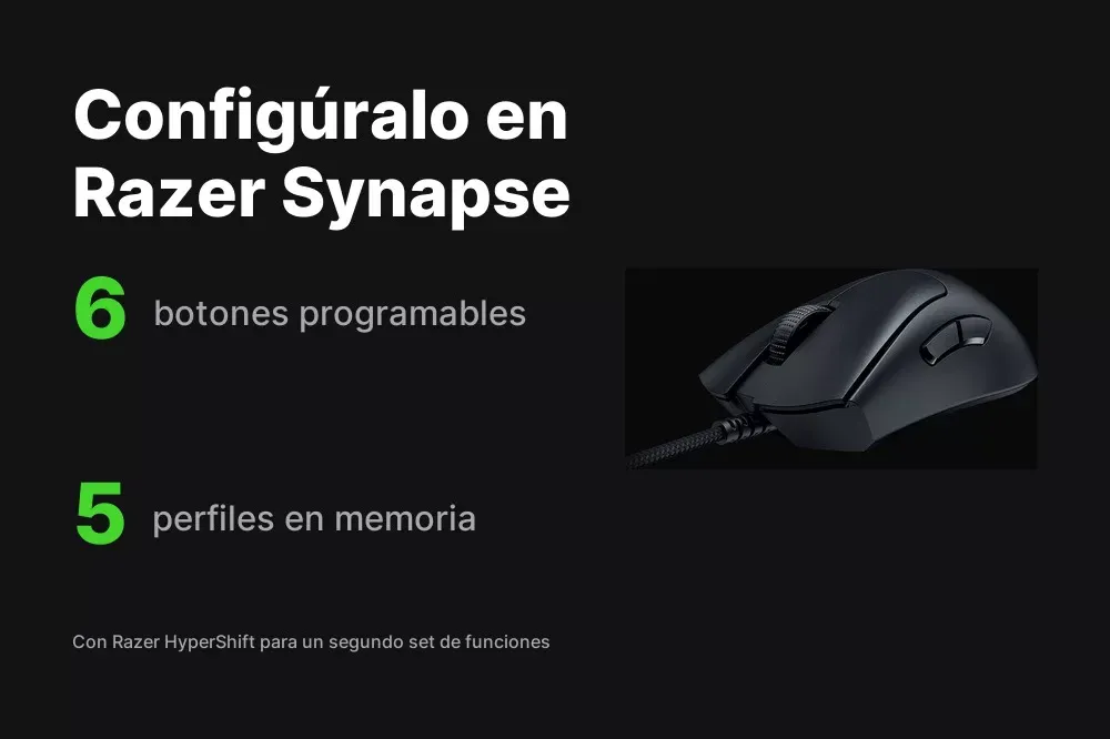 Panel de los botones programables del Razer DeathAdder V3