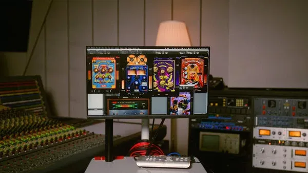 Plug-ins incluidos en el Safari Pedals Everything Bundle mostrados en conjunto, con sus interfaces tipo pedal y sus perillas a la vista