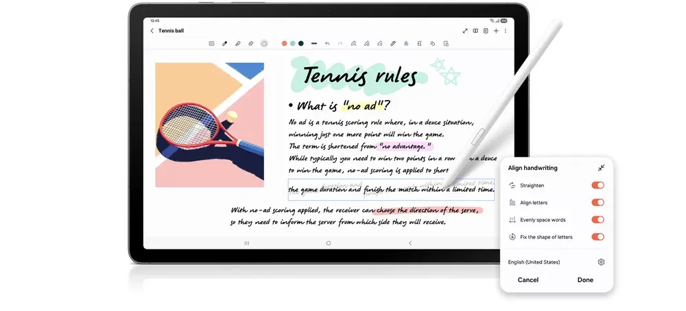 Escribiendo con el S Pen en la Galaxy Tab S10 Lite