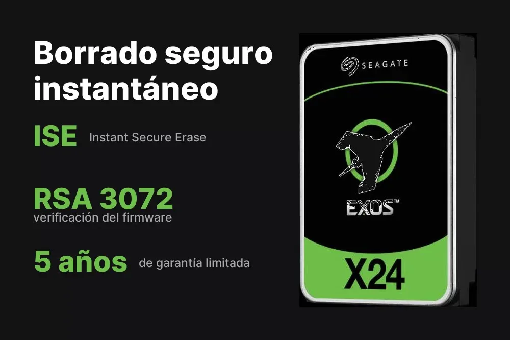 Instant Secure Erase y verificación de firmware del Seagate Exos X24