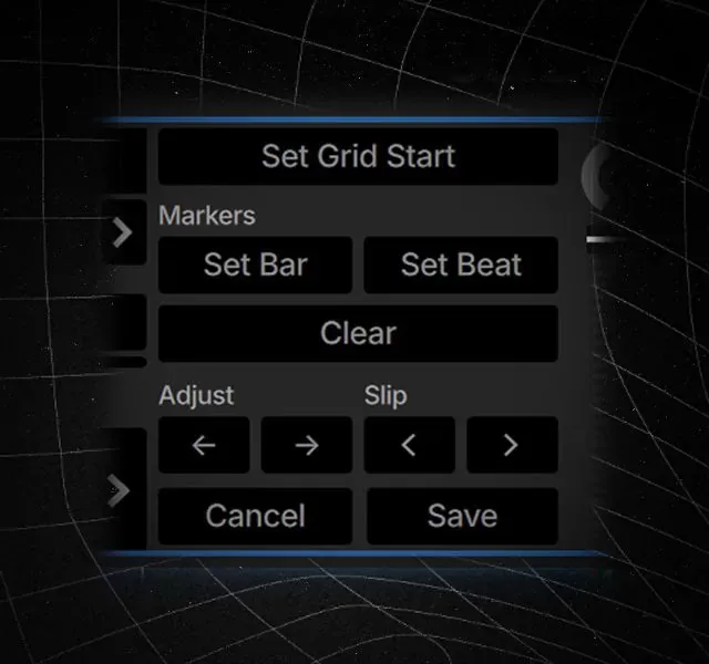 Panel de edición de beatgrid de Serato DJ 5.0 con Set Grid Start, Set Bar y Set Beat