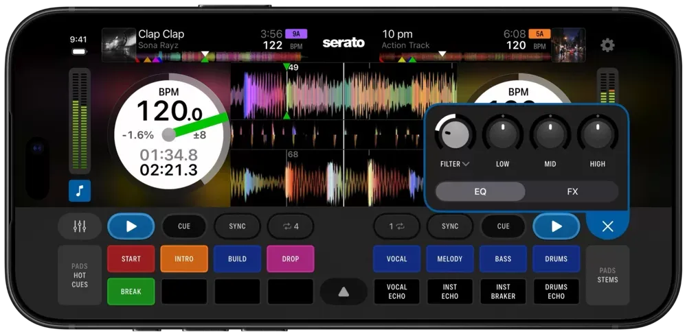Filtros y EQ en Serato DJ for iOS