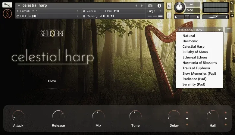 Presets de SonuScore Celestial Harp
