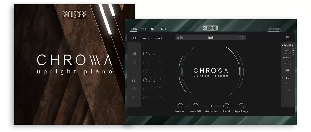 Interfaz de Chroma Upright Piano del Chroma Bundle de SonuScore