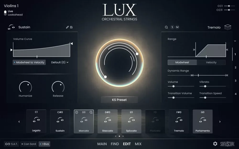 Posiciones de microfono y edicion en SonuScore LUX Orchestral Strings
