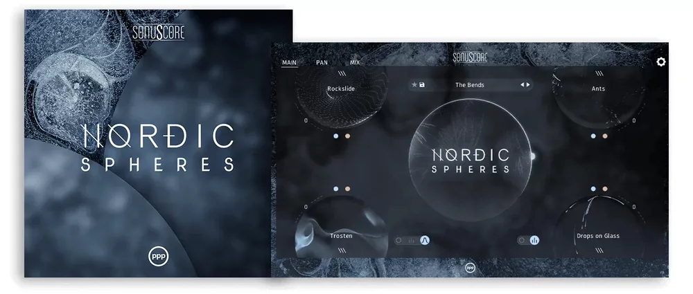 Interfaz de Nordic Spheres del Modern Cinematic Textures Bundle de SonuScore