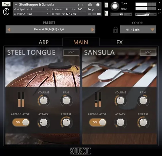 Interfaz del Multi-Arpeggio-Designer de SonuScore Origins
