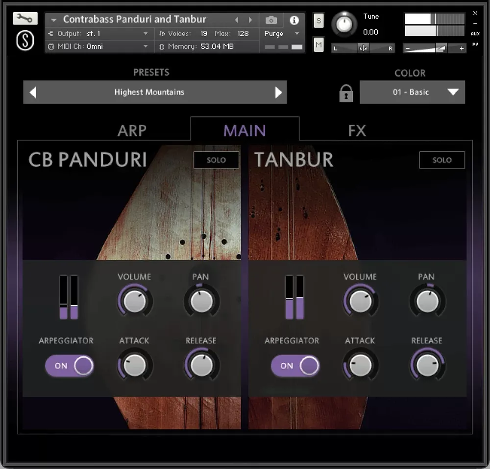 Interfaz de Origins Vol. 10 Contrabass Panduri y Tanbur de SonuScore