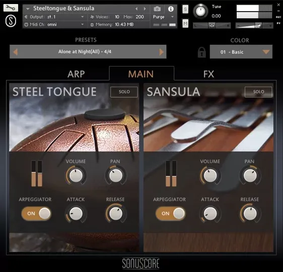 Interfaz del Multi-Arpeggio-Designer de SonuScore Origins