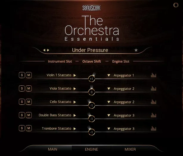 Interfaz de SonuScore The Orchestra Essentials