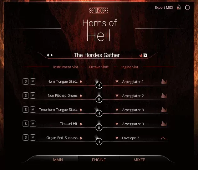 Motor Ensemble Engine de SonuScore Horns of Hell