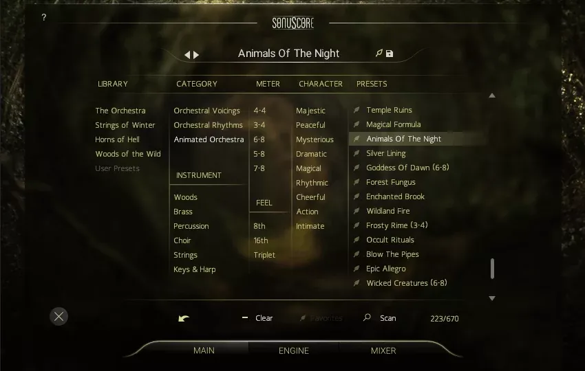 Presets de SonuScore Woods of the Wild