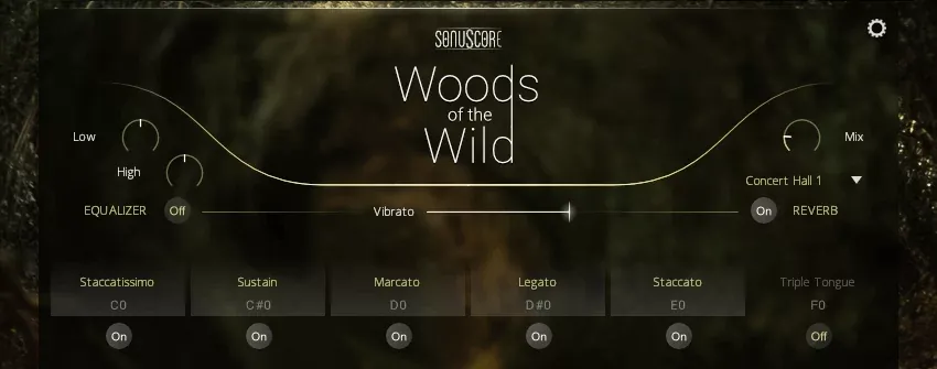 Keyswitches y voicings de SonuScore Woods of the Wild