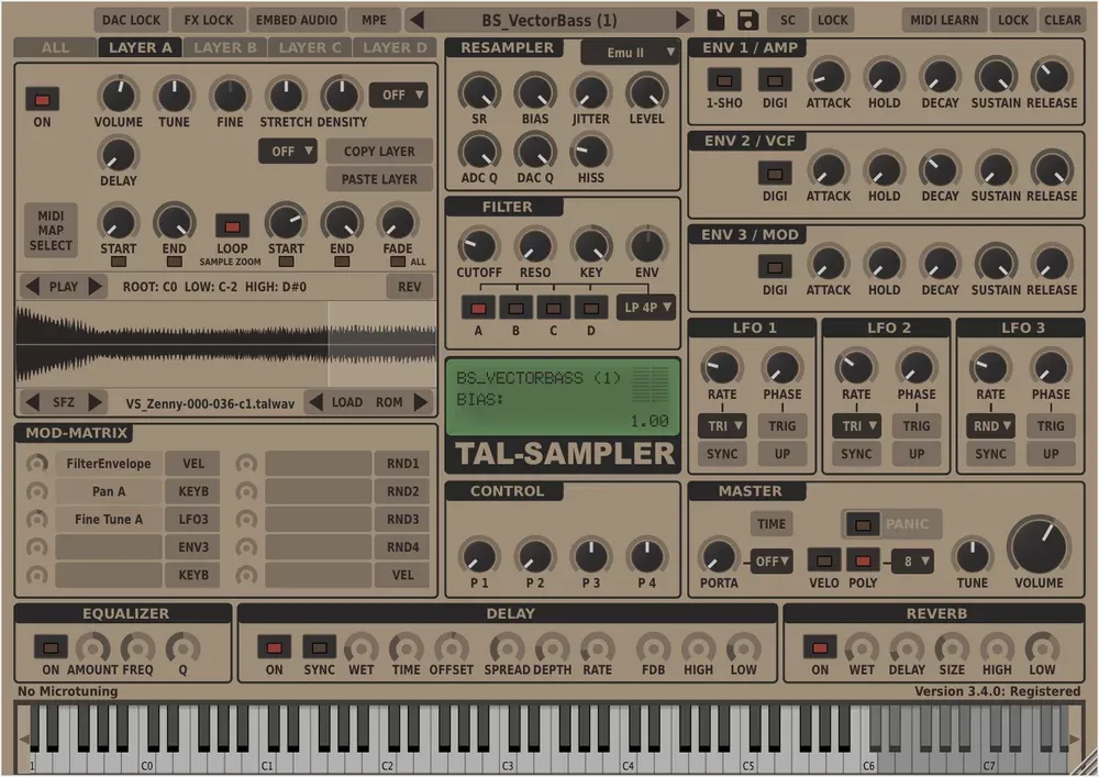 Sonido vintage real, no bit crushing barato