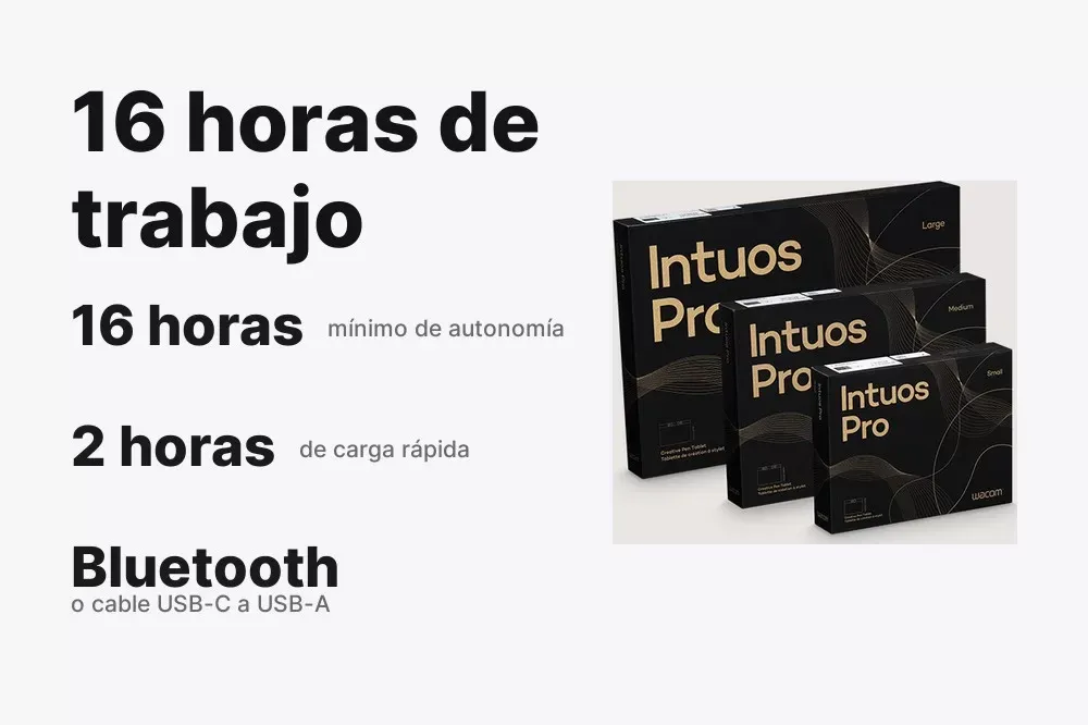 Batería de 16 horas y conexión Bluetooth de la Wacom Intuos Pro