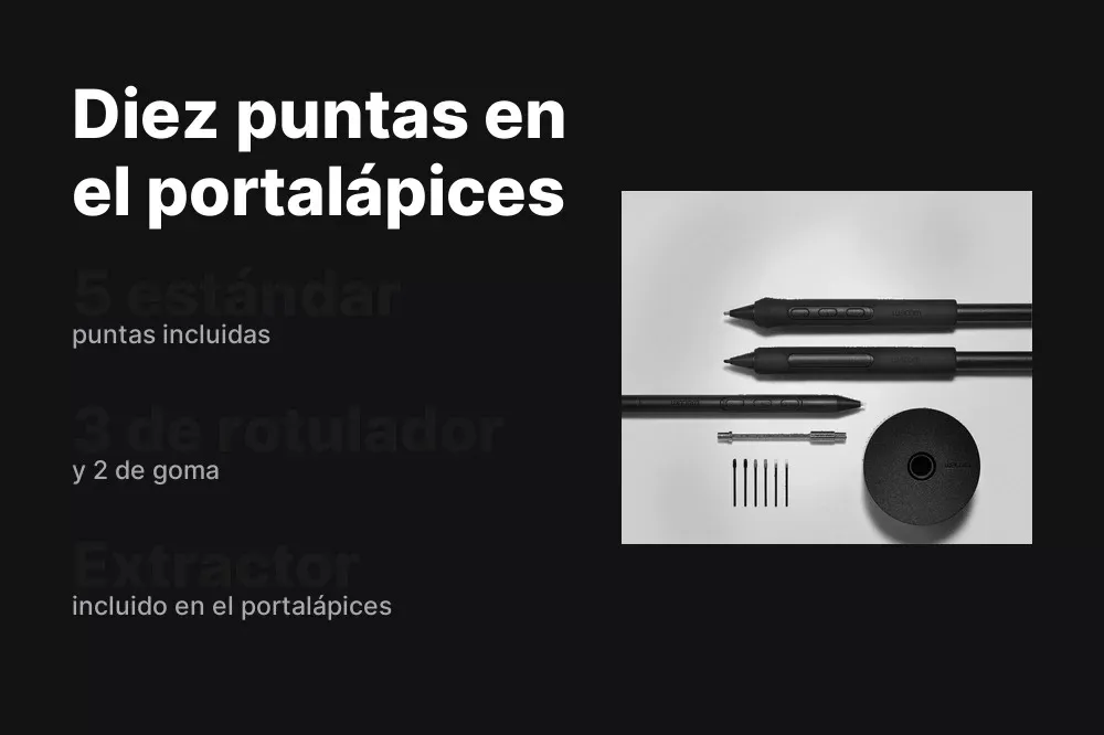 Puntas de repuesto y portalápices de la Wacom Intuos Pro