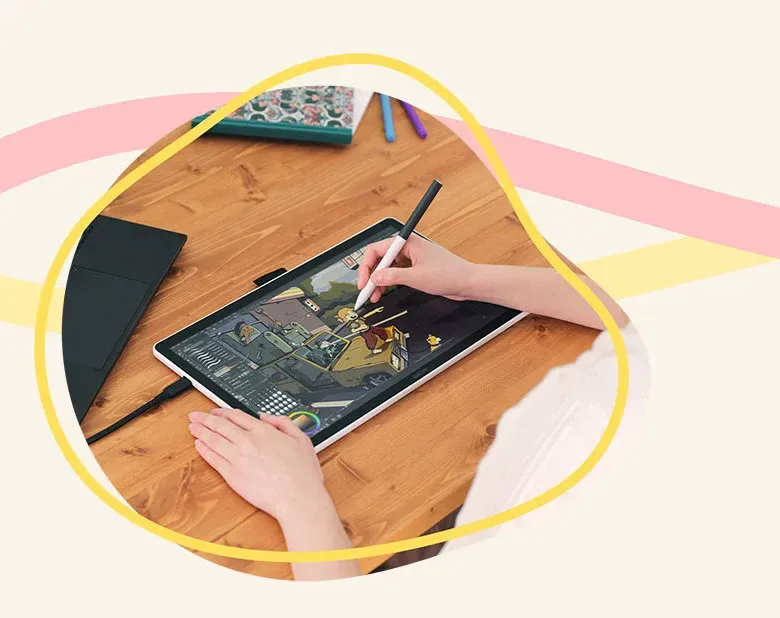 Dibujando directamente sobre la pantalla de la Wacom One 14