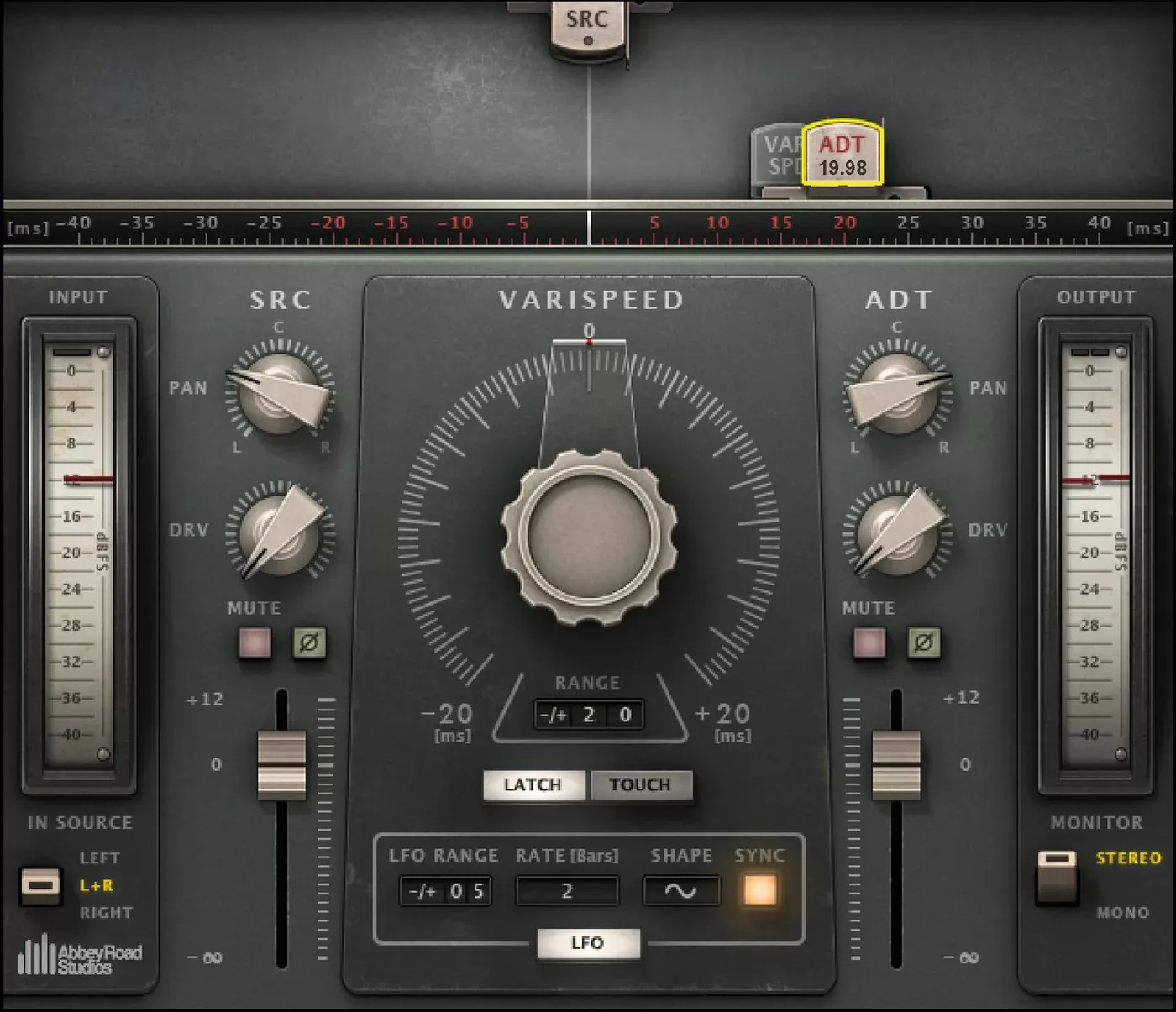 Waves Abbey Road Reel ADT interfaz del plugin